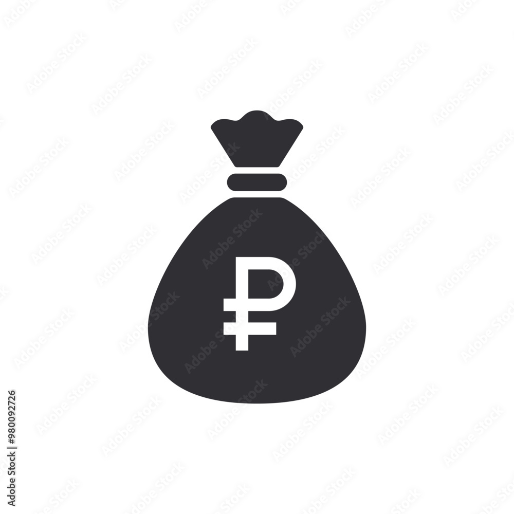Fotografie Money bag with ruble icon
