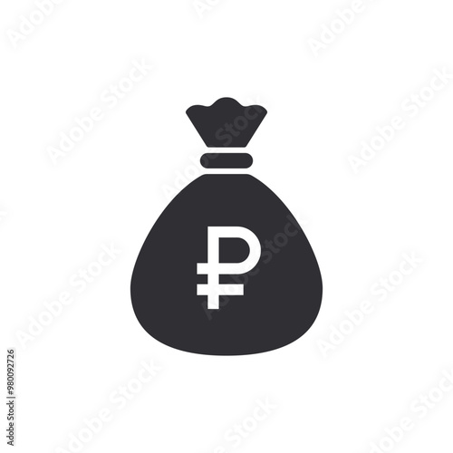 Money bag with ruble icon. Money bag icon. Income growth. Business and finance. Ruble sign. Cash icon. Money icon. Cash back. Investment. Cartoon money bag. Bag of coins. Financial savings. Payment