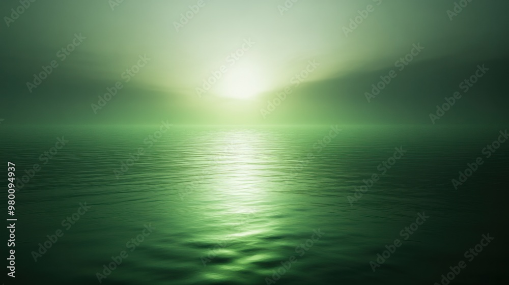 A soft green glow illuminating a reflective surface, casting a calming, peaceful atmosphere. A soft green glow illuminating a reflective surface, casting a calming, peaceful atmosphere.