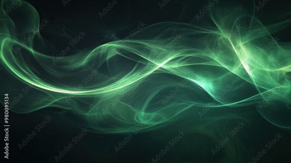 A soft swirl of glowing green light against a dark background, creating a calm and abstract aesthetic. A soft swirl of glowing green light against a dark background, creating a calm and abstract aesthetic.