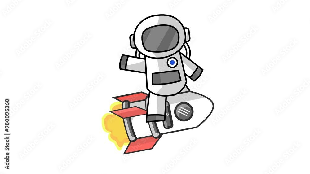 A cute astronaut riding a rocket cartoon animation in transparent background. Seamless looping. Alpha channel A cute astronaut riding a rocket cartoon animation in transparent background. Seamless looping. Alpha channel