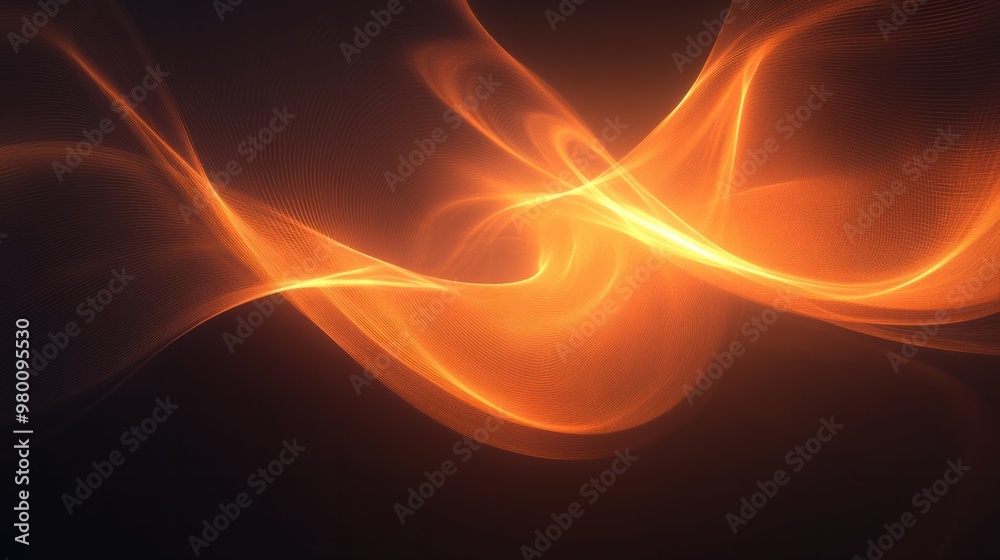 Obraz premium A subtle swirl of glowing orange light against a dark background, creating an abstract and soothing visual.