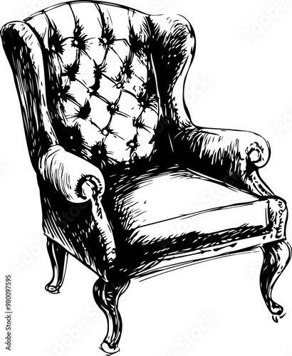 Elegant Wingback Chair Vector Illustration