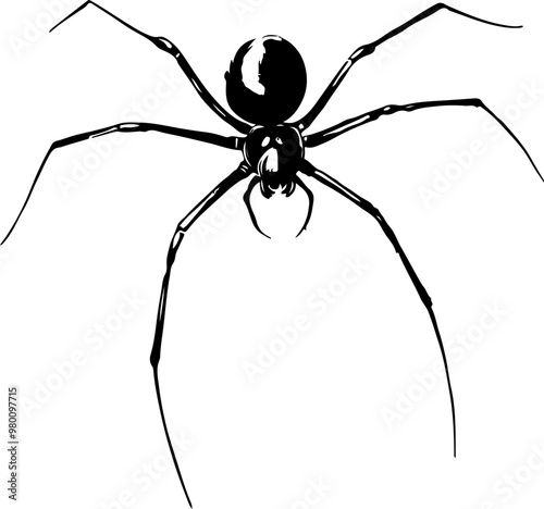 Minimalist Vector Black Spider on White Background