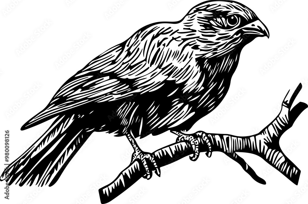 Fototapeta premium Detailed Vector Illustration of a Bird on a Branch