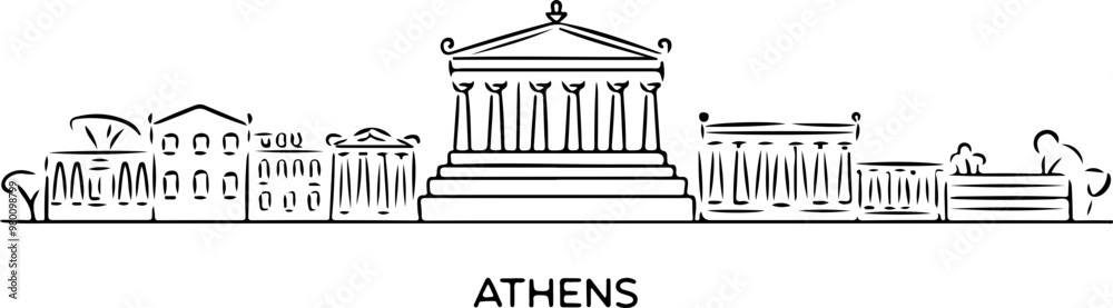 Vector Illustration of Athens Architectural Highlights Vector Illustration of Athens Architectural Highlights