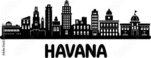Stylized Vector Skyline of Havana Cityscape
