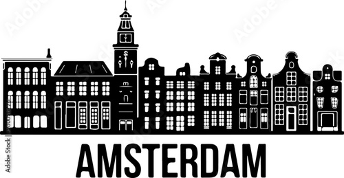 Vector Illustration of Amsterdam Skyline Silhouette