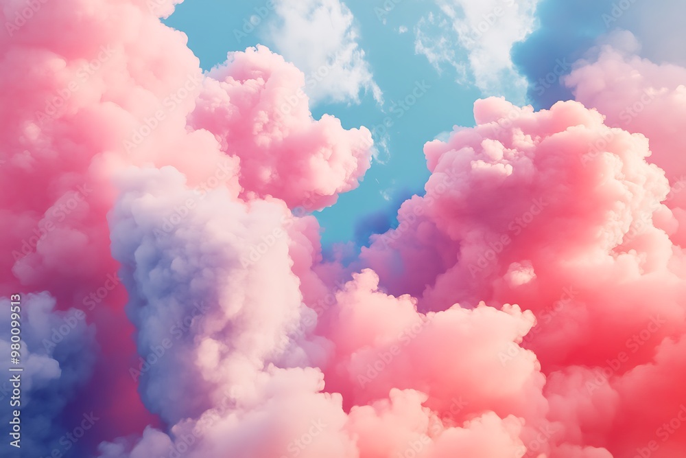 Pink and Blue Clouds in a Dreamy Sky, Abstract Background Pink and Blue Clouds in a Dreamy Sky, Abstract Background