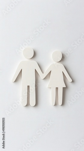 Minimalistic symbols representing a couple holding hands, ideal for relationships and partnership themes. photo