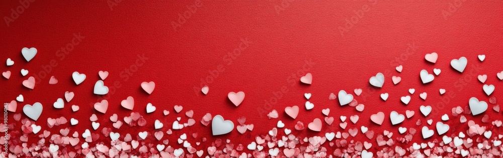 Seamless Pattern of Hand-Drawn Pink and Red Hearts on a Vibrant Red Background Seamless Pattern of Hand-Drawn Pink and Red Hearts on a Vibrant Red Background