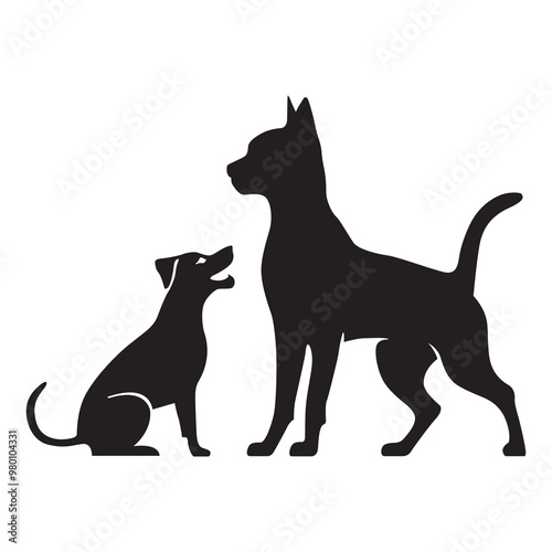 This is a simple black and white illustration of a cat silhouette.