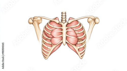 Wallpaper Mural Detailed Anatomical of the Human Thoracic Cavity and Ribcage Torontodigital.ca