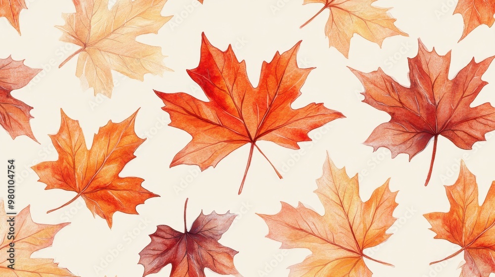 Watercolor collection of autumn maple leaves and red,yellow,Hand drawn nature design elements isolated on white background,Hand paint,Perfect for creating cards, design,copy space. Watercolor collection of autumn maple leaves and red,yellow,Hand drawn nature design elements isolated on white background,Hand paint,Perfect for creating cards, design,copy space.