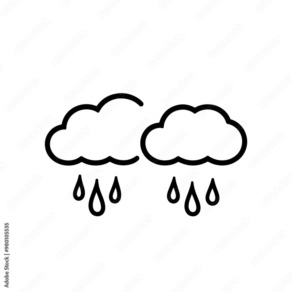 Minimalist Clouds with Raindrops Icon Representing Weather, Rainy Days, and Nature Elements Minimalist Clouds with Raindrops Icon Representing Weather, Rainy Days, and Nature Elements