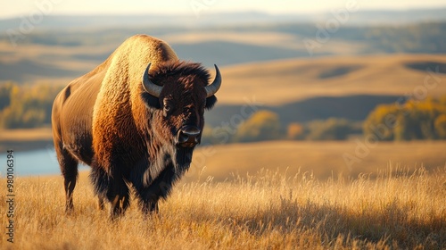 Bison in a Golden Field