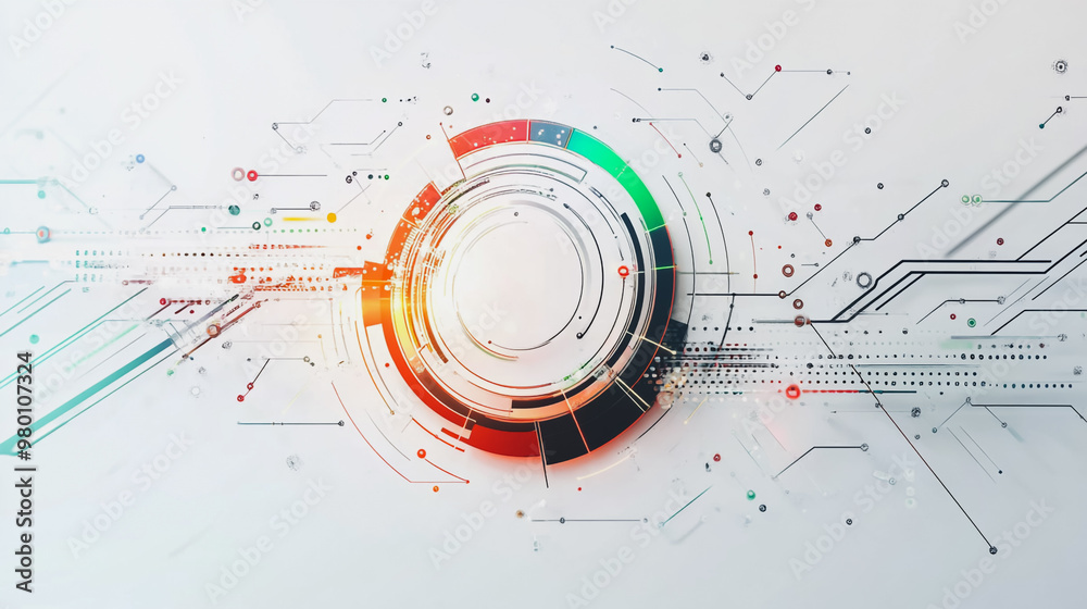 Abstract white background with Colorful circle lines. Digital future technology . Abstract business connection of lines from nodes innovation of communication in the network. Abstract white background with Colorful circle lines. Digital future technology . Abstract business connection of lines from nodes innovation of communication in the network.