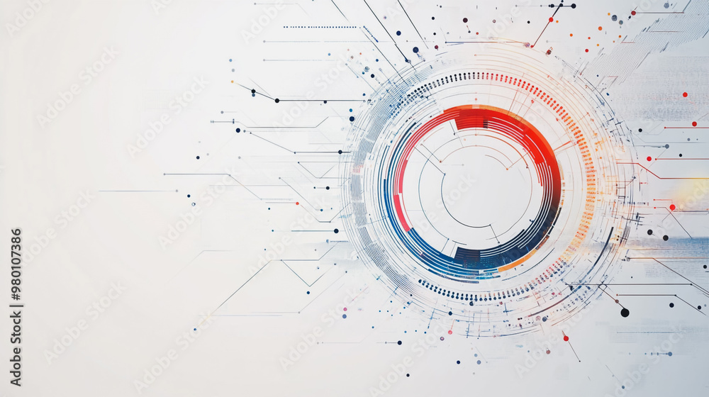 Abstract white background with Colorful circle lines. Digital future technology . Abstract business connection of lines from nodes innovation of communication in the network. Abstract white background with Colorful circle lines. Digital future technology . Abstract business connection of lines from nodes innovation of communication in the network.