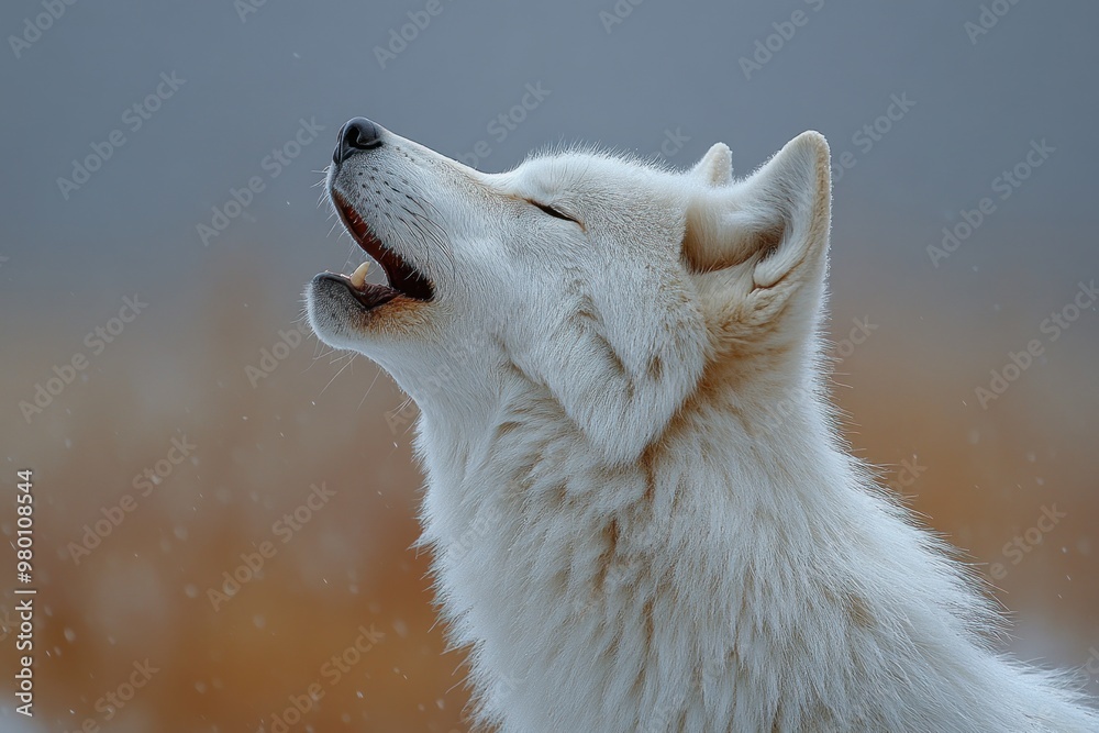 Obraz premium Arctic Wolf Howling in Snow
