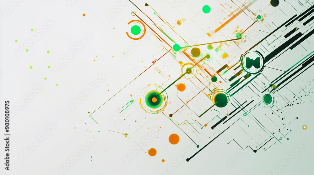 Abstract white background with Colorful geometric and circle lines. Digital future technology . Abstract business connection of lines from nodes innovation of communication in the network. Abstract white background with Colorful geometric and circle lines. Digital future technology . Abstract business connection of lines from nodes innovation of communication in the network.