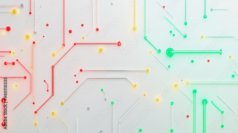 Abstract white background with Colorful geometric and circle lines. Digital future technology . Abstract business connection of lines from nodes innovation of communication in the network. Abstract white background with Colorful geometric and circle lines. Digital future technology . Abstract business connection of lines from nodes innovation of communication in the network.