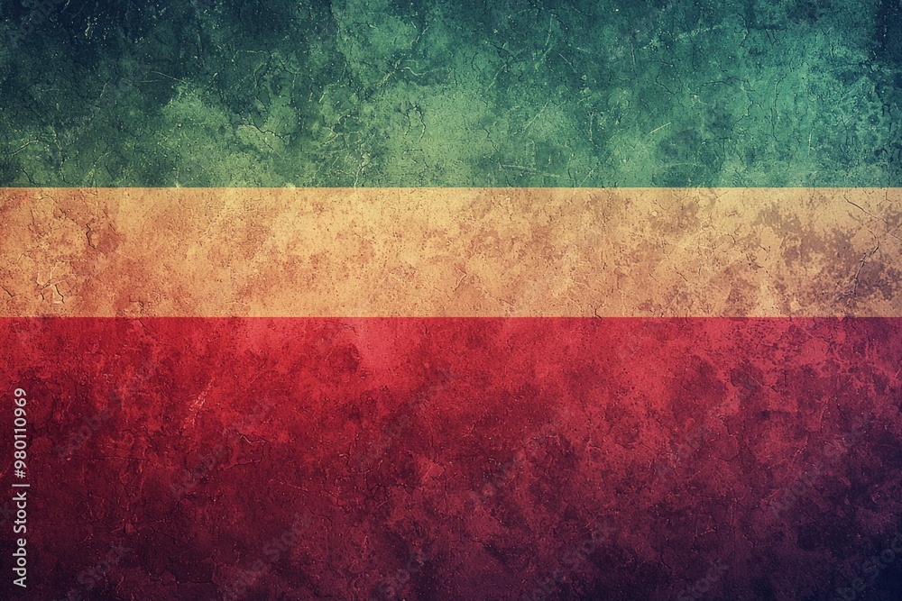 Grunge Textured Flag with Green, Yellow, and Red Stripes Grunge Textured Flag with Green, Yellow, and Red Stripes