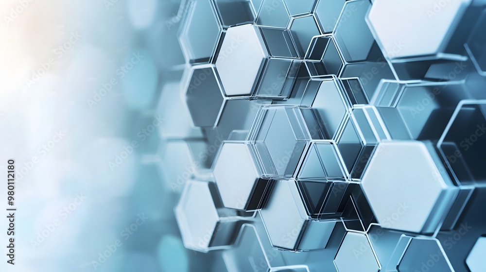 Abstract Geometric Pattern of Blue Hexagonal Shapes Abstract Geometric Pattern of Blue Hexagonal Shapes