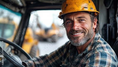 Construction Worker in Truck