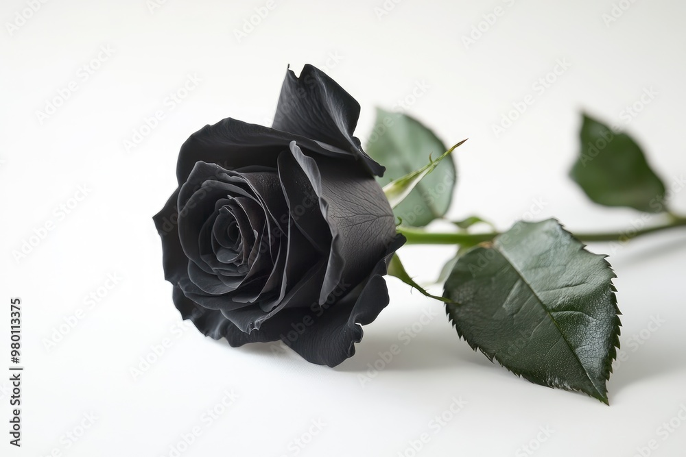 Black rose isolated on white background , ai Black rose isolated on white background , ai