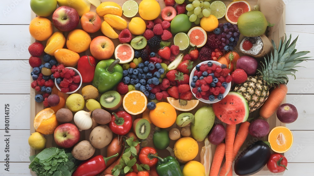 Nutrient Rich Fruit Medley: A Wooden Board Bounty Nutrient Rich Fruit Medley: A Wooden Board Bounty