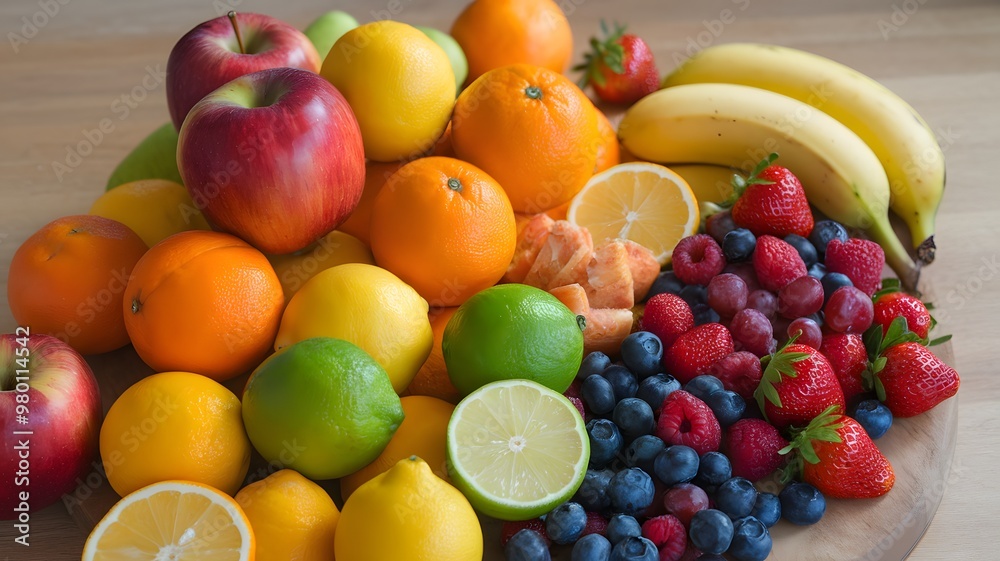 Nutrient Rich Fruit Medley: A Wooden Board Bounty Nutrient Rich Fruit Medley: A Wooden Board Bounty