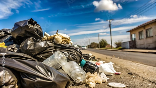  roadside garbage, highlighting urban household waste and its impact on environmental issues