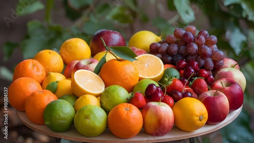 Nutrient Rich Fruit Medley: A Wooden Board Bounty