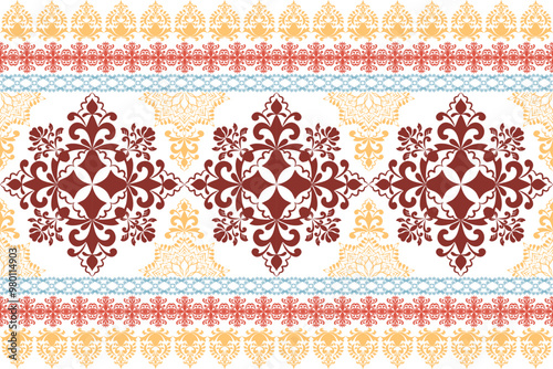 Classical Damask flower seamless abstract pattern, Wallpaper in the style of Baroque, background, Luxury Graphic pattern for fabric, curtain, packaging, Vector Illustration for Elegant Textile Design