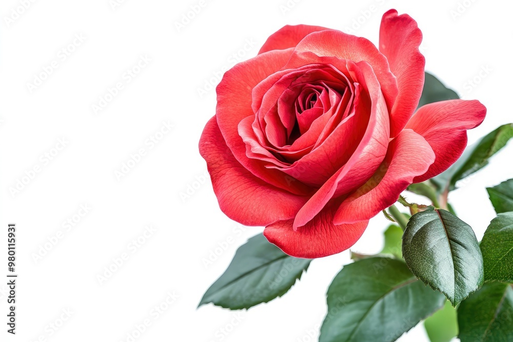 Red Rose Flower. Red Rose against on isolate white background. clipping path, ai Red Rose Flower. Red Rose against on isolate white background. clipping path, ai