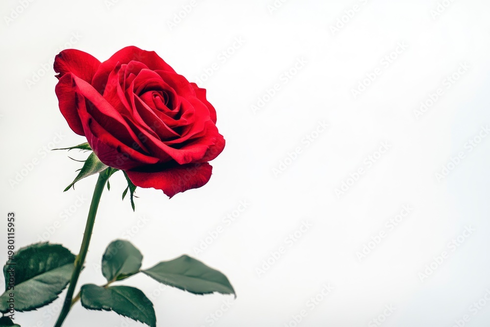 Red Rose Flower. Red Rose against on isolate white background. clipping path, ai