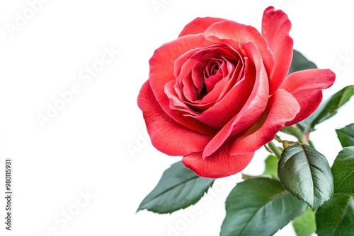 Red Rose Flower. Red Rose against on isolate white background. clipping path, ai