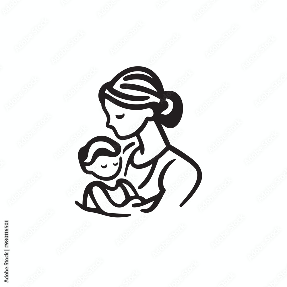 mom caring their baby vector mom caring their baby vector