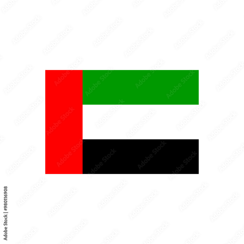 Flag of UAE country. United Arab Emirates national flag vector illustration isolated on white background Flag of UAE country. United Arab Emirates national flag vector illustration isolated on white background