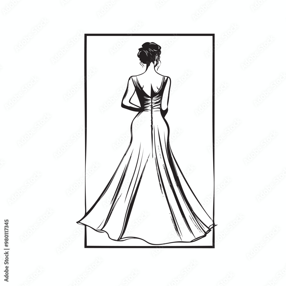 Fototapeta premium abstract women wearing wedding dress vector logo