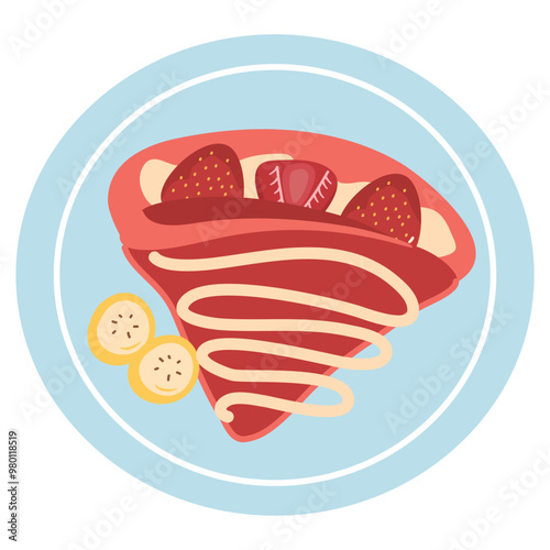 Sweet Crepe with Strawberries and Cream