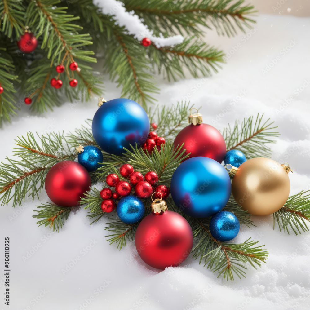 Bouquet of pine branches and Christmas balls Bouquet of pine branches and Christmas balls