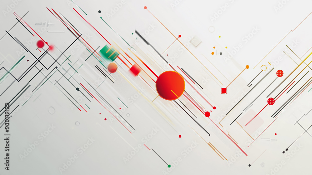 Abstract white background with Colorful geometric and circle lines. Digital future technology . Abstract business connection of lines from nodes innovation of communication in the network.
Abstract white background with Colorful geometric and circle lines. Digital future technology . Abstract business connection of lines from nodes innovation of communication in the network.