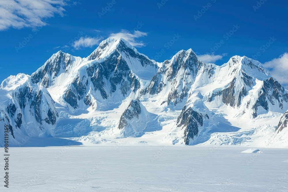 Snow-Capped Mountain Range with a Snowy Foreground Snow-Capped Mountain Range with a Snowy Foreground