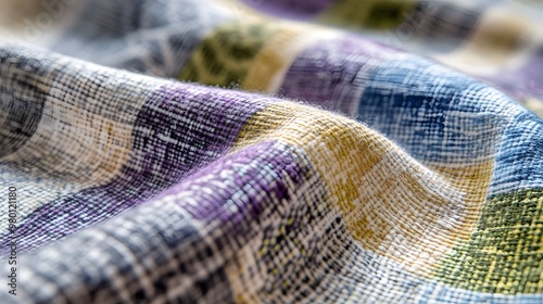 Colorful Checkered Fabric, Purple and White, Abstract Image, Texture, Pattern Background, Wallpaper, Cover and Screen of Smartphone, PC, Laptop, 9:16 and 16:9 Format