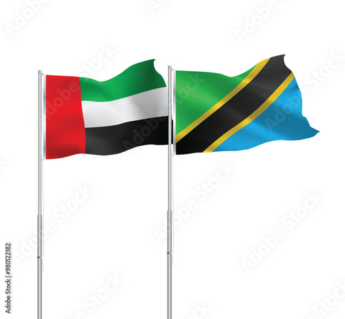 UAE,Tanzania flags together on pole