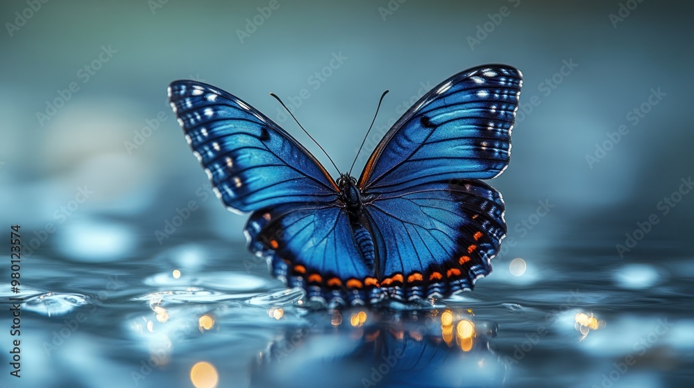 Obraz premium Blue Morpho Butterfly on Water