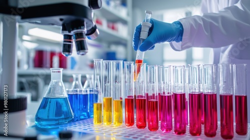 Colorful Scientific Glassware in a Laboratory Setting for Chemistry Experiments and Research