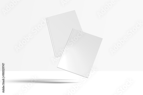 Magazine, catalog or brochure mock up isolated on gray background. 3d illustration