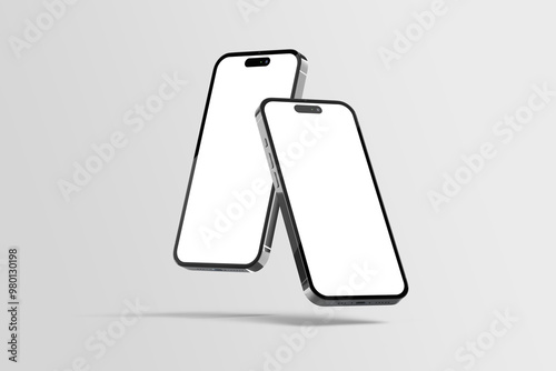 Modern smartphones mockup clean white screen preview